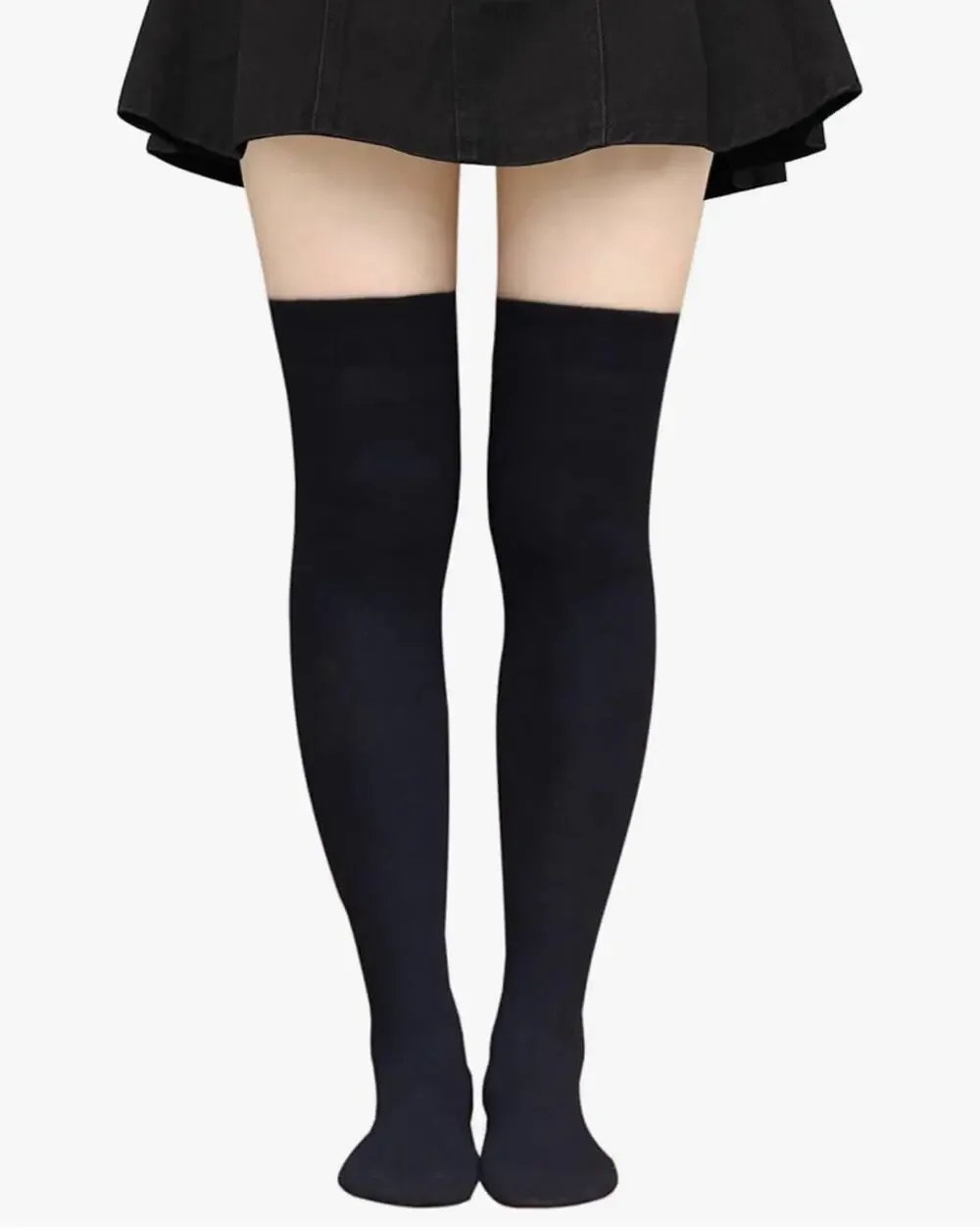 Bestjybt Women’s Thigh High Socks Cotton Black